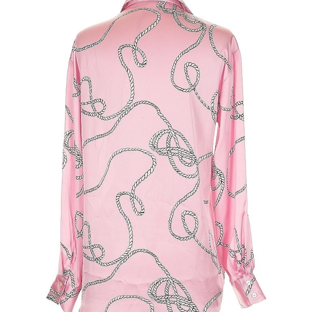 Zara Pink Rope Pattern Satin Shirt - Picture 10 of 11
